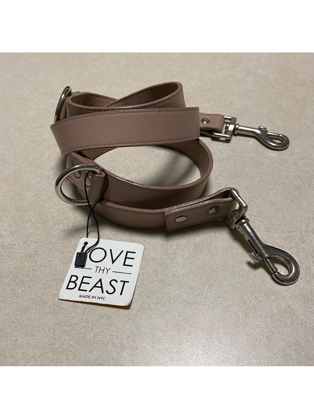 Love thy Beast 100% Pebbled Genuine Leather Dog Leash Mauve OS